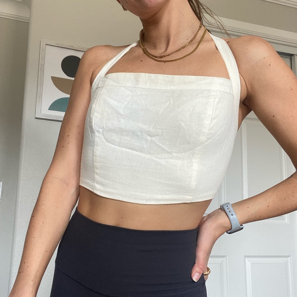 Cotton Candy LA Off White Cropped Halter